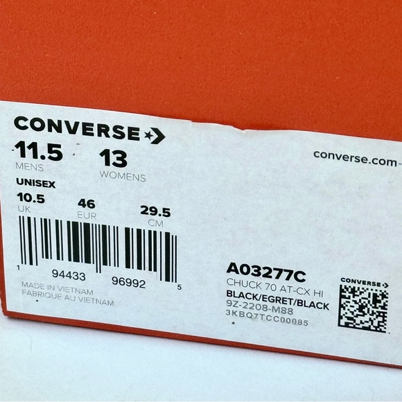 NWT Converse Chuck 70 AT CX Hi Platform high top Chuck Taylor sneaker black - Picture 4 of 13